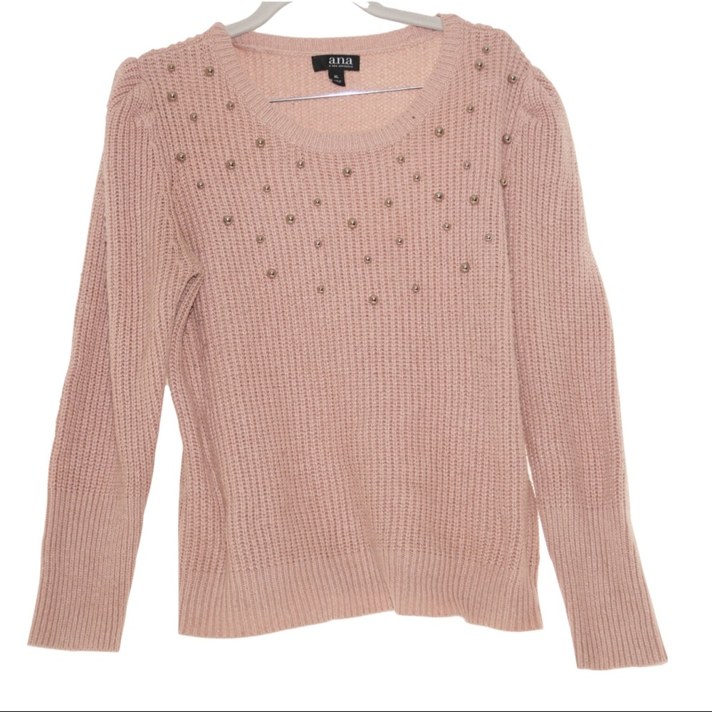 A.N.A. Puff sleeve knit rose pink sweater